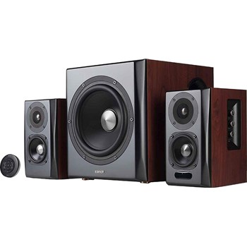 Edifier 2.1, RMS: 150W (2 x 25W, 2 x 15W, 1 x 70W), bluetooth telecomanda wireless, volum, bass, treble, optical, brown