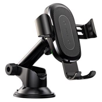 Suport auto Baseus Osculum Gravity cu incarcare wireless, Prindere prin ventuza, Black