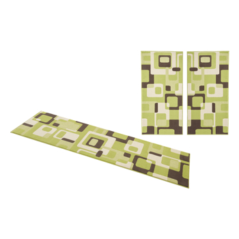 Set 3 Covoare Dormitor Hamla, Verde, 70x140/230