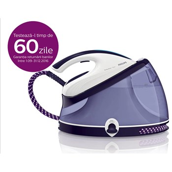 Philips Statie de calcat PerfectCare Aqua GC8641/30, 2400 W, talpa T-ionicGlide, 2.5 l, 5.4 bar, 120 g/min, 290 g/min, 1.7 m/1.8 m, alb/mov