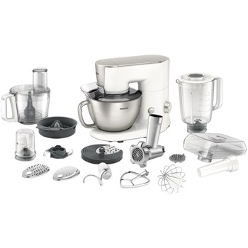 Robot de bucatarie Philips Avance Collection HR7958/00, 900 W, 7 viteze + Puls, bol 4 l, Alb/Gri