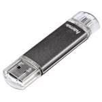 Memorie USB HAMA Laeta Twin 114872, USB 2.0-microUSB, 128GB, 10MBs, gri