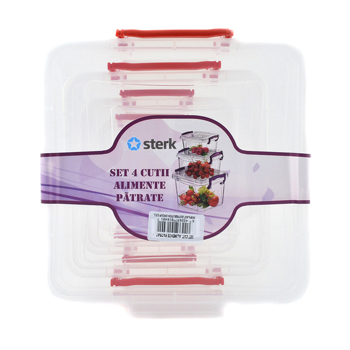 Set 4 cutii alimentare patrate Plastina Maya