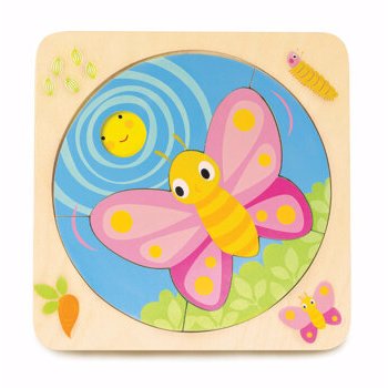 Puzzle educativ Dezvoltarea fluturelui, din lemn