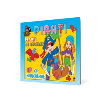 Planşă de colorat cu autocolante. Piraţi