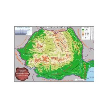 Harta fizica a Romaniei + Harta administrativa a Romaniei 1:3.200.000 (pliata), editura Carta Atlas