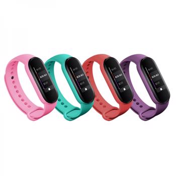 Set 4 curele din silicon pentru bratara smart Xiaomi Mi Band 5 roz mov rosu turcoaz