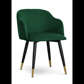 Scaun tapitat cu stofa, cu picioare metalice Danez Verde / Negru / Auriu, l56xA60xH80 cm