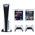 Consola Sony PS5 (PlayStation 5),B Chassis, 825GB, Alb + Extra Controller + Joc Marvel s Spider-Man Miles Morales + Joc Demon s Soul Remake