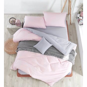Lenjerie de pat dublu EnLora Home, din bumbac 65 procente, poliester 35 procente, 200 x 220 cm, 162ELR1421