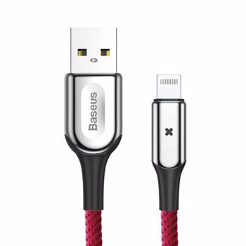 Cablu Lightning Baseus X-type Light USB Red (1m, output 2.4A, impletitura polyester)