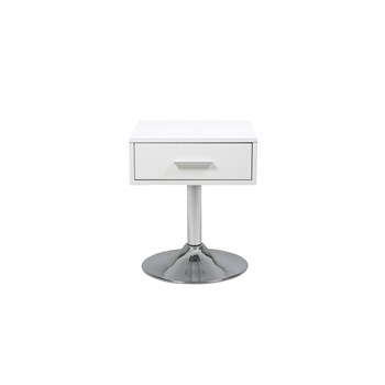 Noptiera din lemn si MDF, cu picior metalic Como White, l40xA40xH62 cm