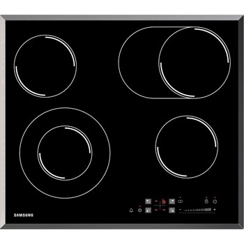 Plita incorporabila Samsung CTR164NC01, Vitroceramica, 4 Zone de gatit, Afisaj LED, Touch Control, 60 cm, Negru