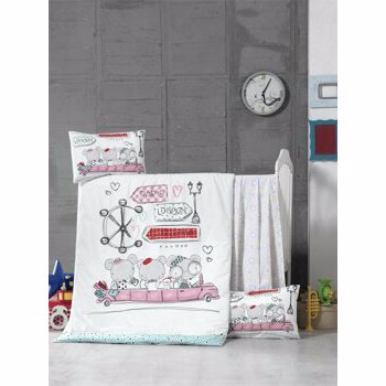Set lenjerie de pat pentru copii, Victoria, bumbac ranforce, 100 x 150 cm, 121VCT2036, Alb