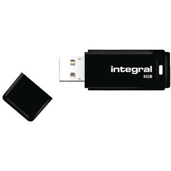 Integral USB 8GB Black, USB 2.0 with removable cap