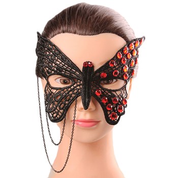 MSK54 -1 Masca Halloween din broderie, accesorizata cu pietricele si lanturi