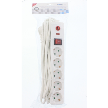 Prelungitor 5 prize 5m cu protectie, cablu 3xg1.5mmp, Well