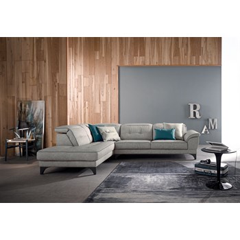 Coltar fix tapitat cu piele ecologica, cu sezlong pe stanga Anastasia Gri, l274xA224xH80 cm
