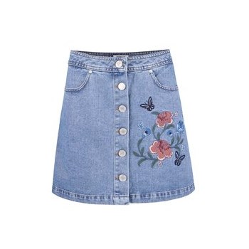 Fusta din denim Miss Selfridge cu aplicatii