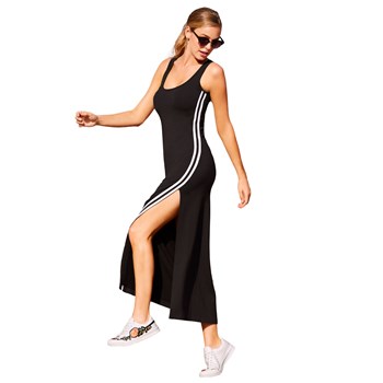 V704-1122 Rochie maxi cu doua dungi albe pe laterale