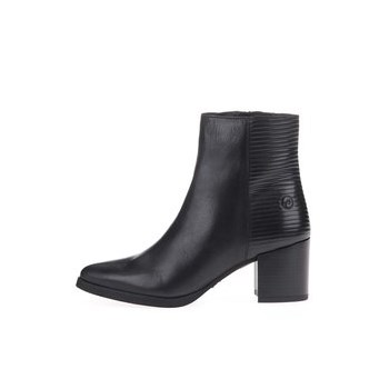 Botine din piele neagra cu toc de la Bronx
