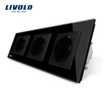 Priza tripla Schuko Livolo Negru vl-c7-c3eu-12