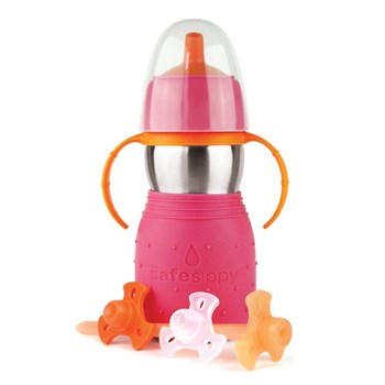 Canita 2 in 1 cu cioc si pai 330 ml Roz