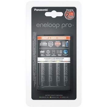 Incarcator Panasonic Eneloop Pro, incarcare 2h + 4 acumulatori Eneloop Pro AA 2500 mah