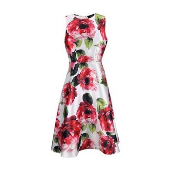 Rochie AX Paris alba, cu flori roz