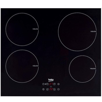 Plita incorporabila cu inductie Beko HII64400AT, 4 Zone, 60 cm, control touch, Sticla neagra