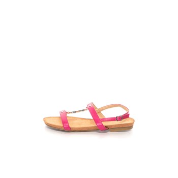 Sandale cu talpa joasa si accesorii metalice, piele sintetica si interior de piele naturala