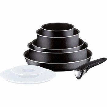 Set vase TEFAL Ingenio Essential L2009902, 8 piese, aluminiu, negru