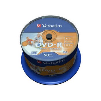 Mediu stocare Verbatim DVD-R 4.7GB 16x No ID brand Wide Inkjet Printable spindle 50 buc