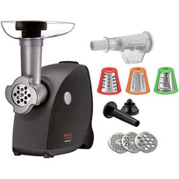 Masina de tocat carne Tefal HV4 9 in 1 NE448838, 2000W, 2.3 kg/min, sita 54 mm, Accesorii pentru mărunțire, Accesoriu pentru cârnați, Negru