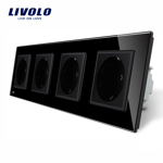 Priza cvadrupla Schuko Livolo Negru vl-c7-c4eu-12