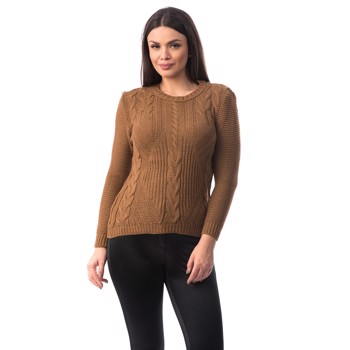 E587-8 Pulover cu modele in tesatura si maneci lungi