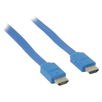 Cablu HDMI - HDMI High speed plat cu eternet, 2m, albastru