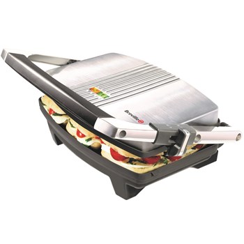 Sandwich maker Breville VST025X-01, 1000 W, placi neaderente, indicator luminos incalzire, inaltime reglabila, sistem de blocare, argintiu + negru