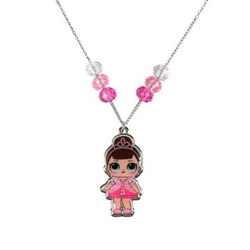 Lantisor pentru fetite cu margele si pandant cu imaginea papusii Lol Surprise Costum de tigru