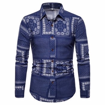 Cama?a vintage pentru barbati, cu maneca lunga, model casual din amestec de bumbac delicat
