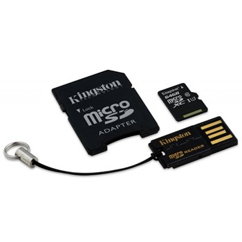 Card de memorie Kingston MicroSDHC 64GB clasa 10, Kit adaptorSD si USB