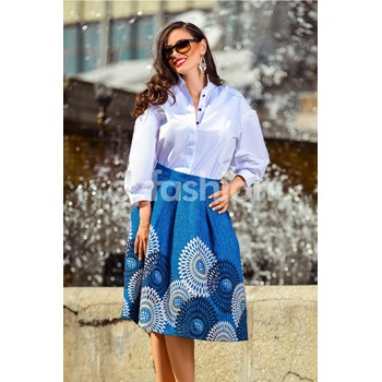 Fusta Stefania Midi Albastra in Clos