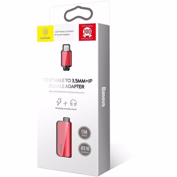 Adaptor Lightning la port Lightning si port Jack 3.5mm Baseus L32 Red call32-09