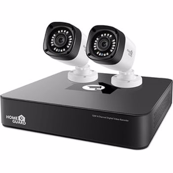 Kit supraveghere video HOMEGUARD HD HGDVK46702P, 2 camere HD 720p, DVR, 4 canale, negru-alb