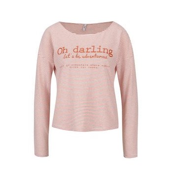 Bluza crem cu portocaliu ONLY Lara in dungi