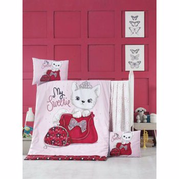 Set lenjerie de pat pentru copii, Victoria, bumbac ranforce, 100 x 150 cm, 121VCT2040, Multicolor
