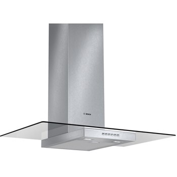 Hota Bosch DWA097A50, decorativa, latime 90 cm, capacitate maxima 690 m³/h, 1 motor, 3 viteze + intensiv, filtre metalice, control prin electronic, paravan sticla, inox