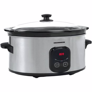 Slow Cooker Heinner HSCK-C57IX, 5.7 L, 220 W, Control Electronic, Timer, Inox/Negru