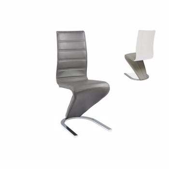 Scaun tapitat cu piele ecologica H669, gri/alb