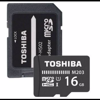 Card de memorie Toshiba Exceria M203 microSDHC 16GB Clasa 10 UHS I U1 100MBs + Adaptor SD thn-m203k0160ea